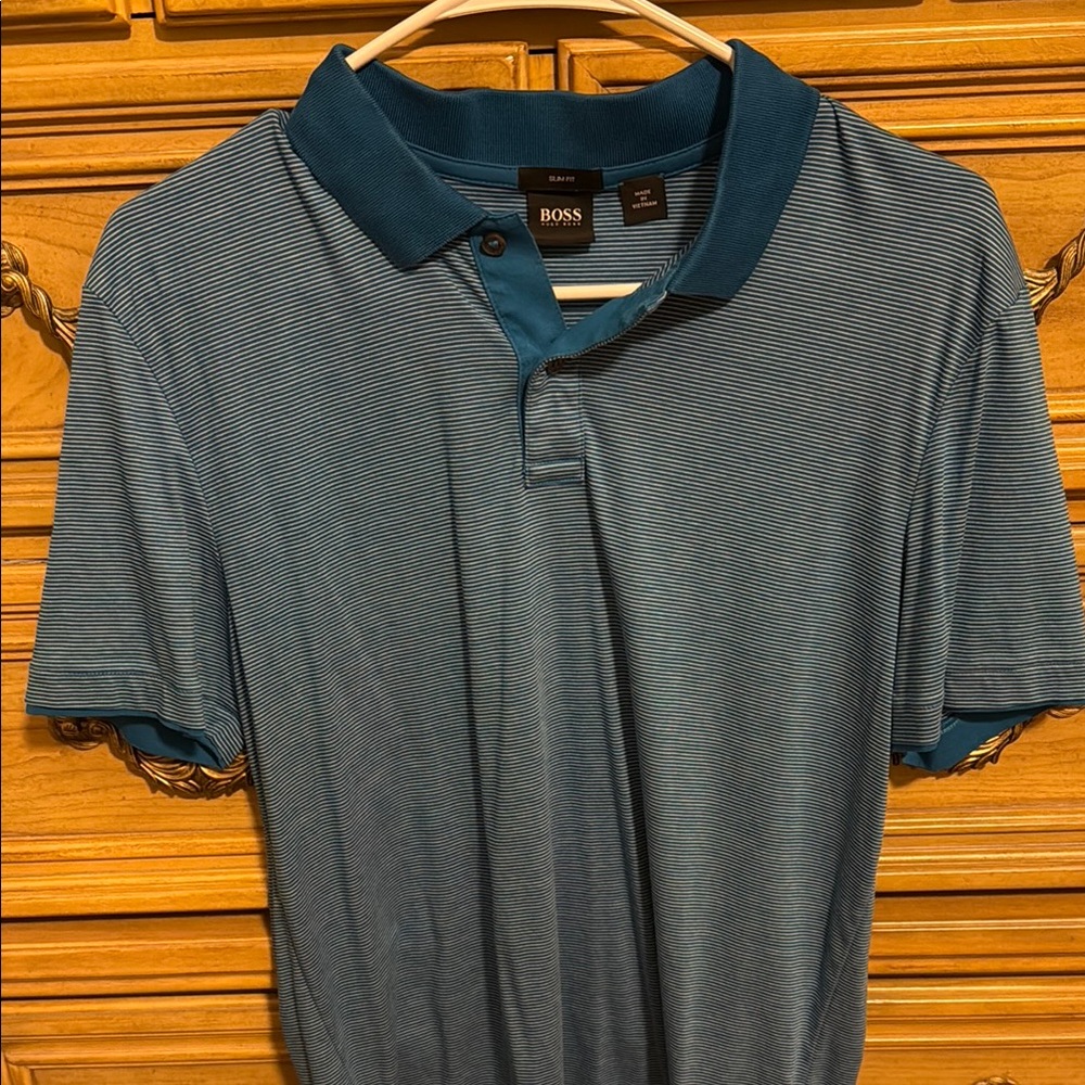 Boss Blue Polo Shirt Casual Sporty Design